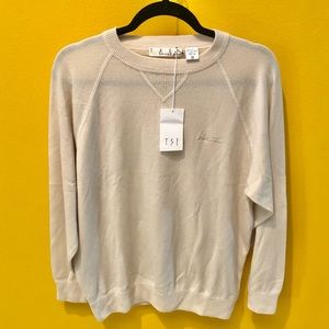 TSE Sport Ivory Cashmere Silk Crewneck Sweater Medium NWT